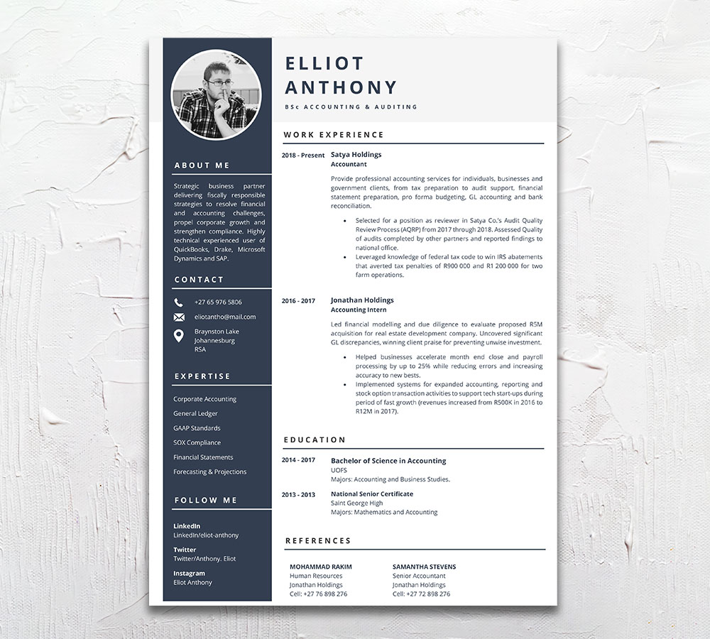 Auditor Student Cycle Resume CV Design South Africa
