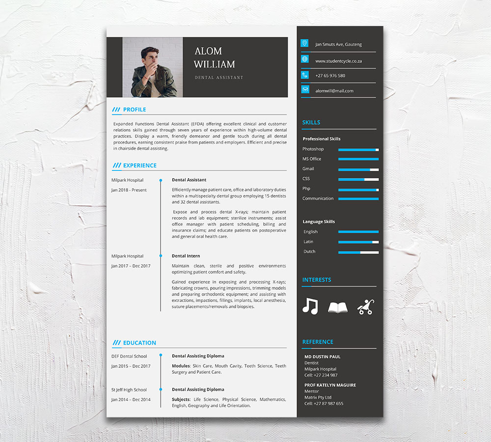 Student Cycle Resume CV Design South Africa
