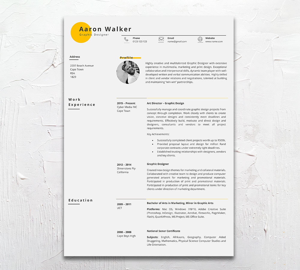 Student Cycle Resume CV Design South Africa