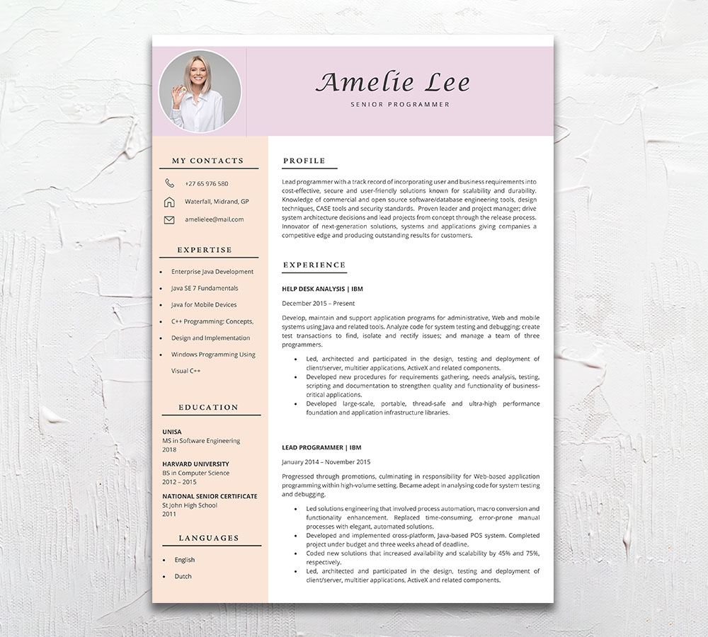 Programmer Student Cycle Resume CV Design South Africa