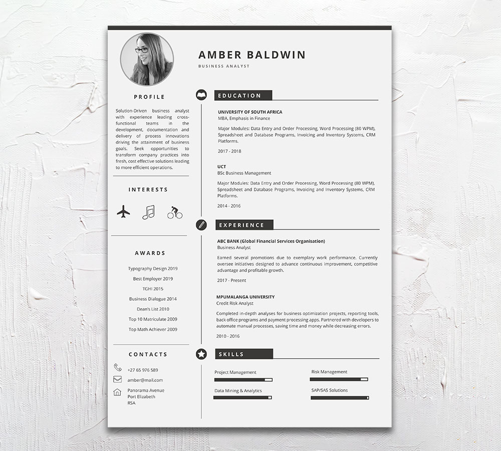 Student Cycle Resume CV Design South Africa