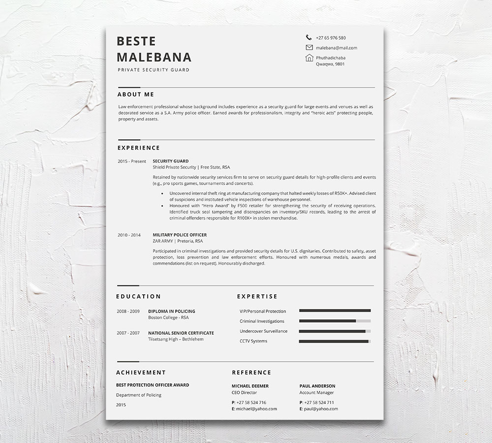 Student Cycle Resume CV Design South Africa