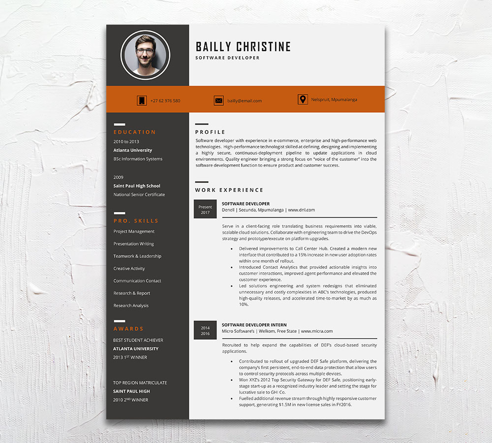 Student Cycle Resume CV Design South Africa