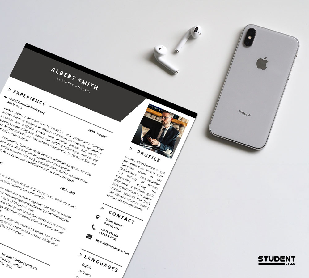Business Analyst CV Design Preview 2 - Student Cycle