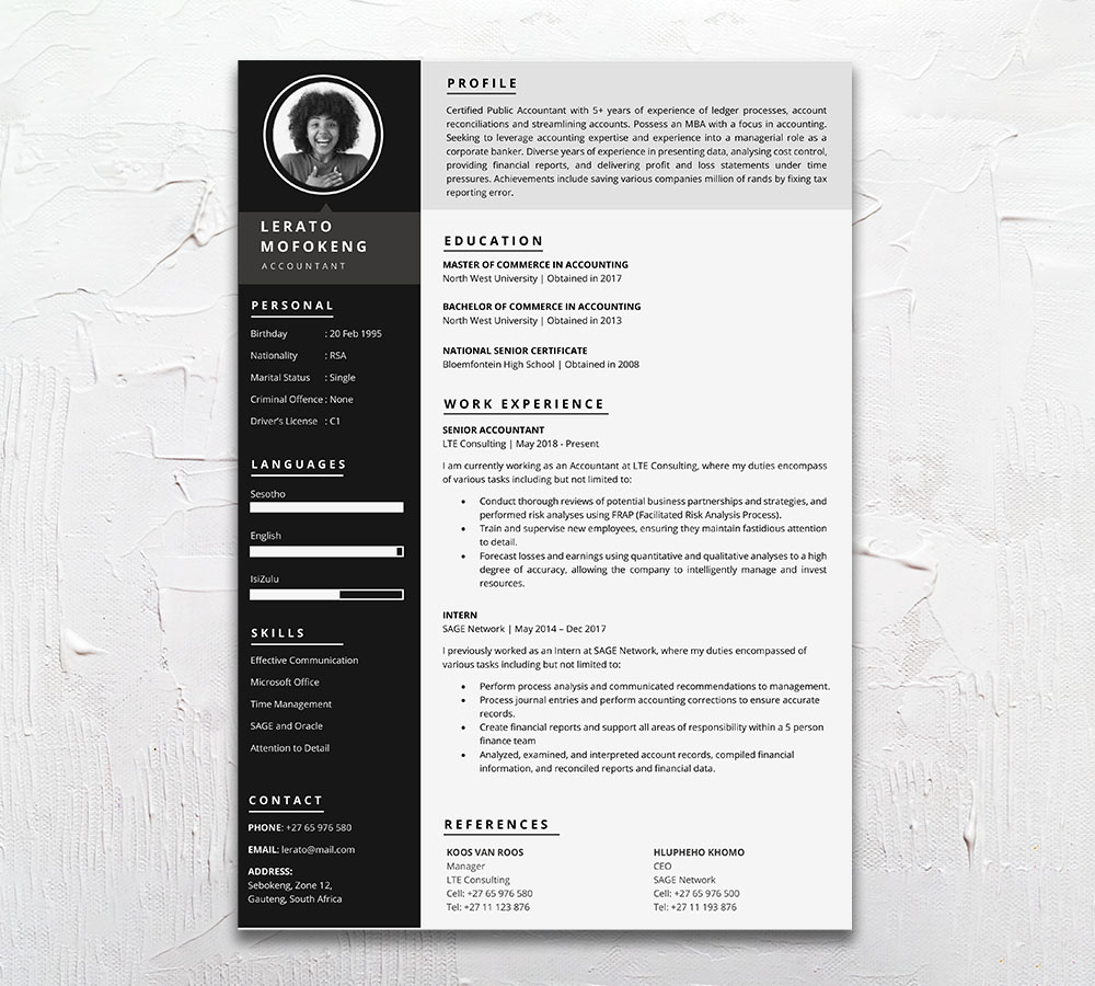 Accountant - Resume Design CV Template - Student Cycle